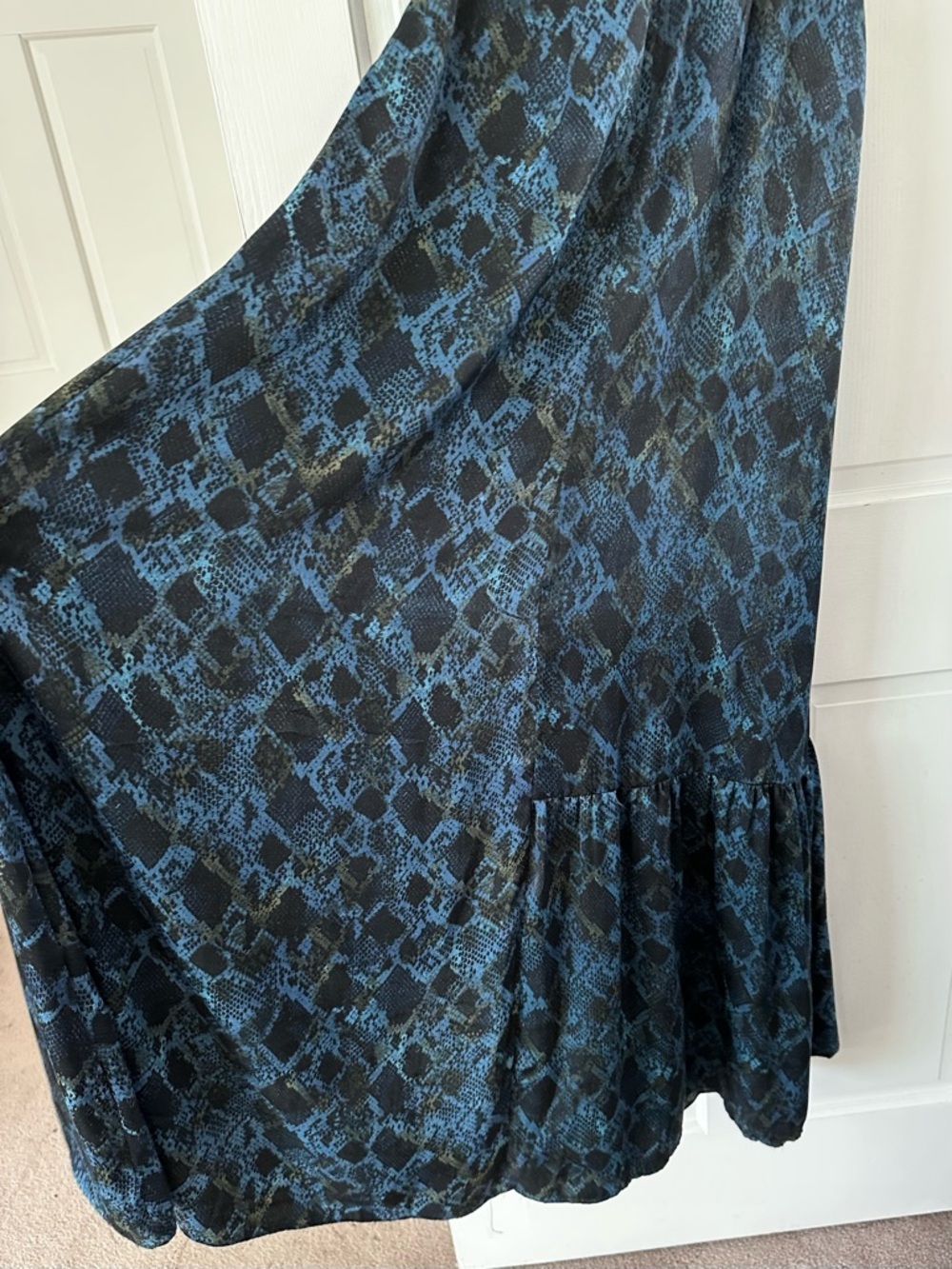 SOCIETA Italia Blue Black Snakeskin Maxi Dress High Neck Gothic Glam Size 42 / 6 - Picture 8 of 16